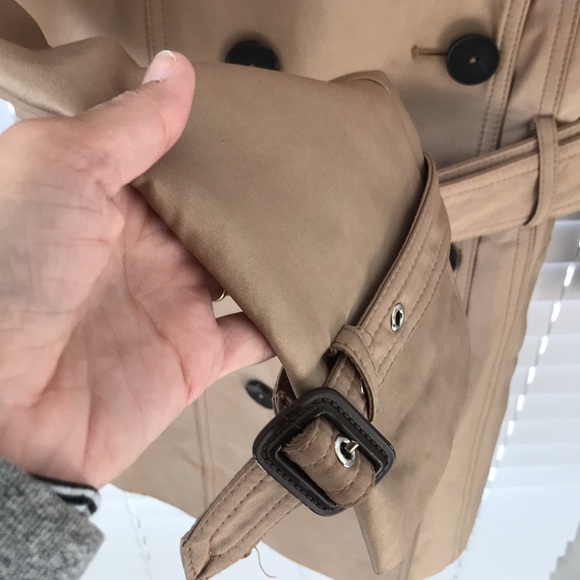 Zara Trench Coat Faux Suede Belted Pockets Buckled Sleeves Size XS - Picture 5 of 17